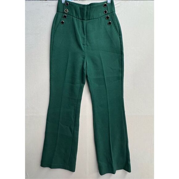 Halogen x Atlantic Pacific green high waisted trousers workwear office sz 8 - Picture 1 of 10